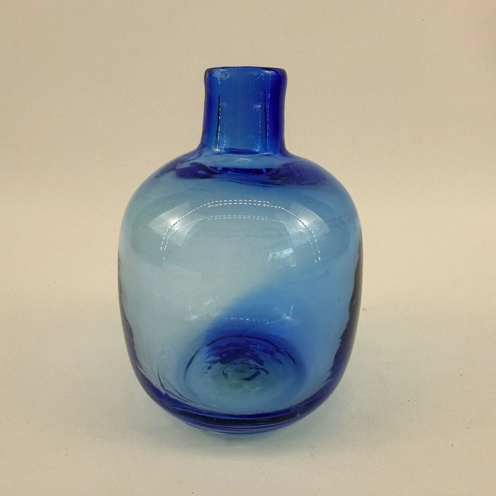 Blenko 6424 Turquoise Bud Vase‎ Candleholder Joel Myers MCM Art Glass